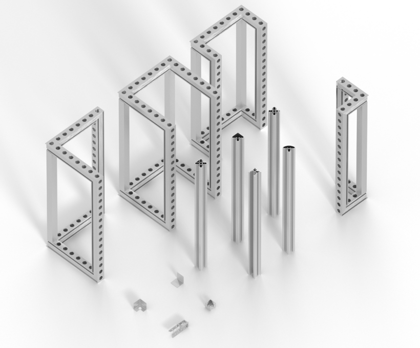 Modular aluminum frame corner components