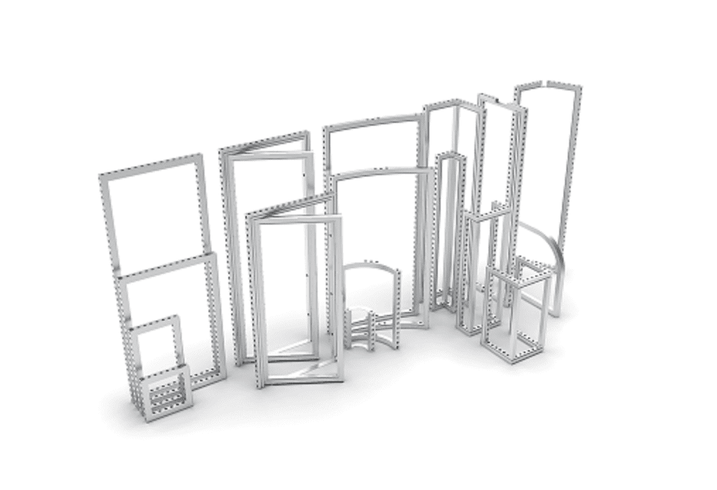 Assortment of modular exhibit frame structures